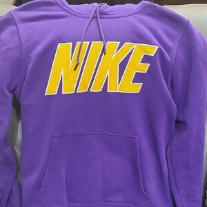 Nike Vibrant Purple Sweatshirt with Bold Yellow Logo